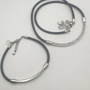 Kirks Folly Necklace Bracelet Set of 2 Lot Black Cord Classic Matching Jewelry